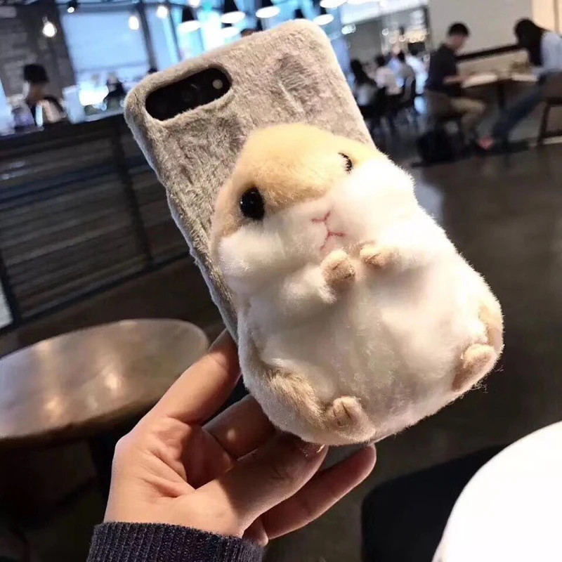 Pushingbest High Quality Cute Plush Doll Hamster Phone Case for iphone X with Dirt-resistant Soft Shell iphone8 Plus | Мобильные