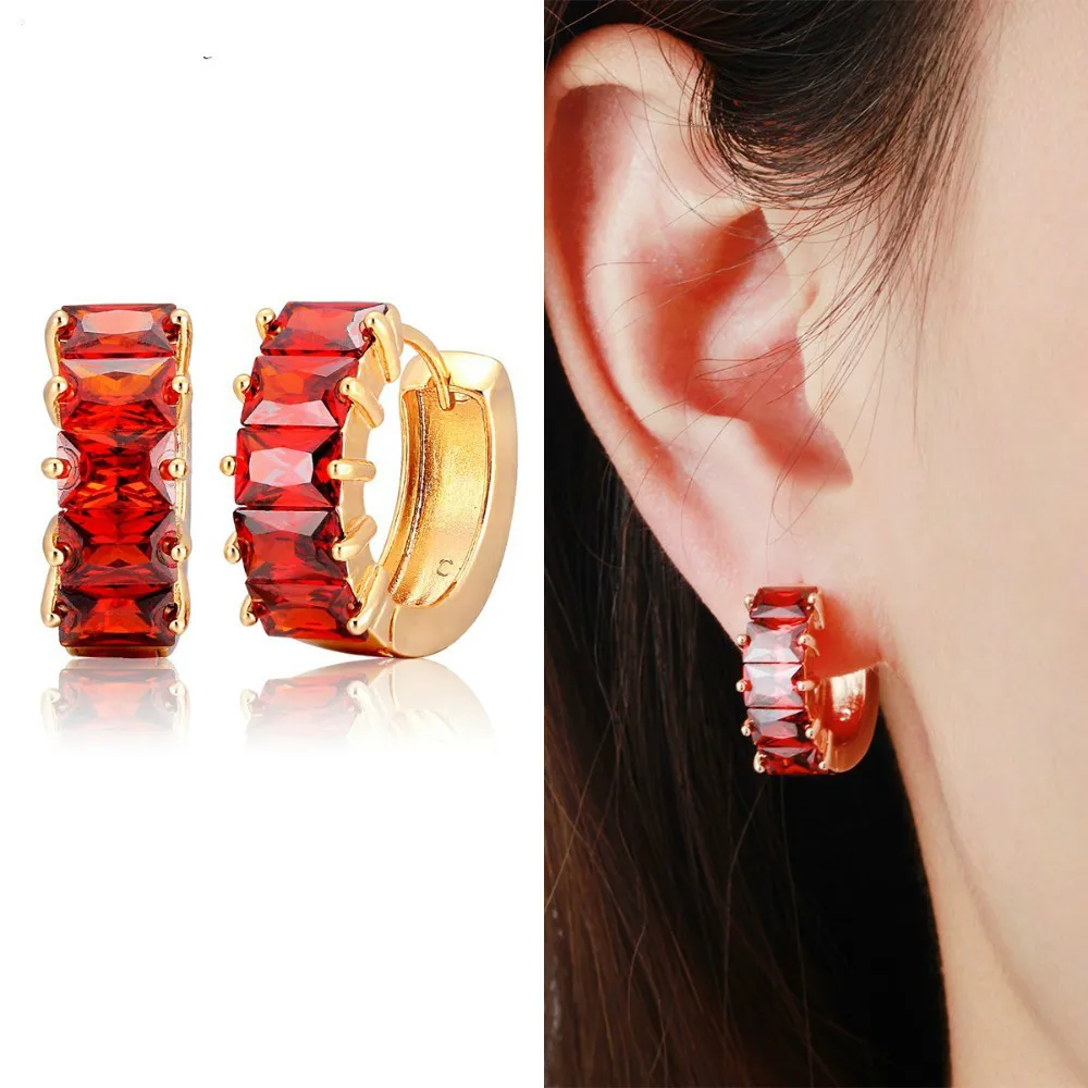 Женские маленькие серьги кольца с красным фианитом|jewelry earring cards|jewelry display earringsjewelry