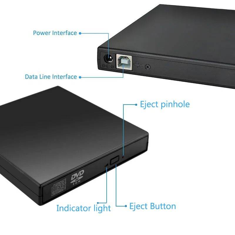 YAHEY 2019 портативный USB 2 0 комбо CD RW записывающий компьютер Внешние оптические диски