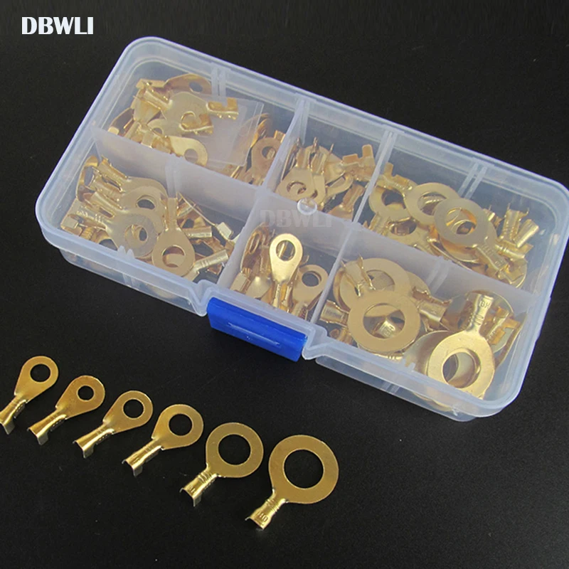 Assorted 150pcs Cable Lugs Brass Ring Eyes Copper Crimp Connector Wire Terminals M3 M4 M5 M6 M8 M10 Kit | Обустройство дома