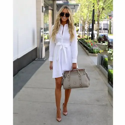 2018 Vogue женское платье рубашка с длинным рукавом лето OL Элегантные однотонные