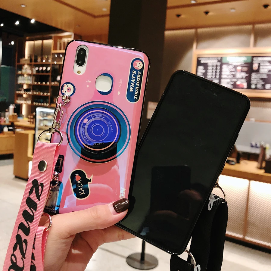 Силиконовый чехол накладка для Huawei P Smart Plus со шнурком и ретро камерой|Бамперы| |