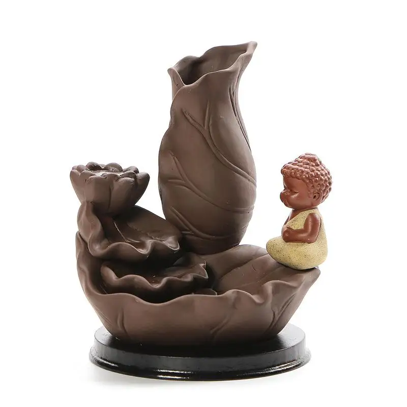 

Ceramic Lotus Backflow Incense Burners The Little Monk Mountain River Handicraft Incense Holder Backflow Smoke Waterfall Censer