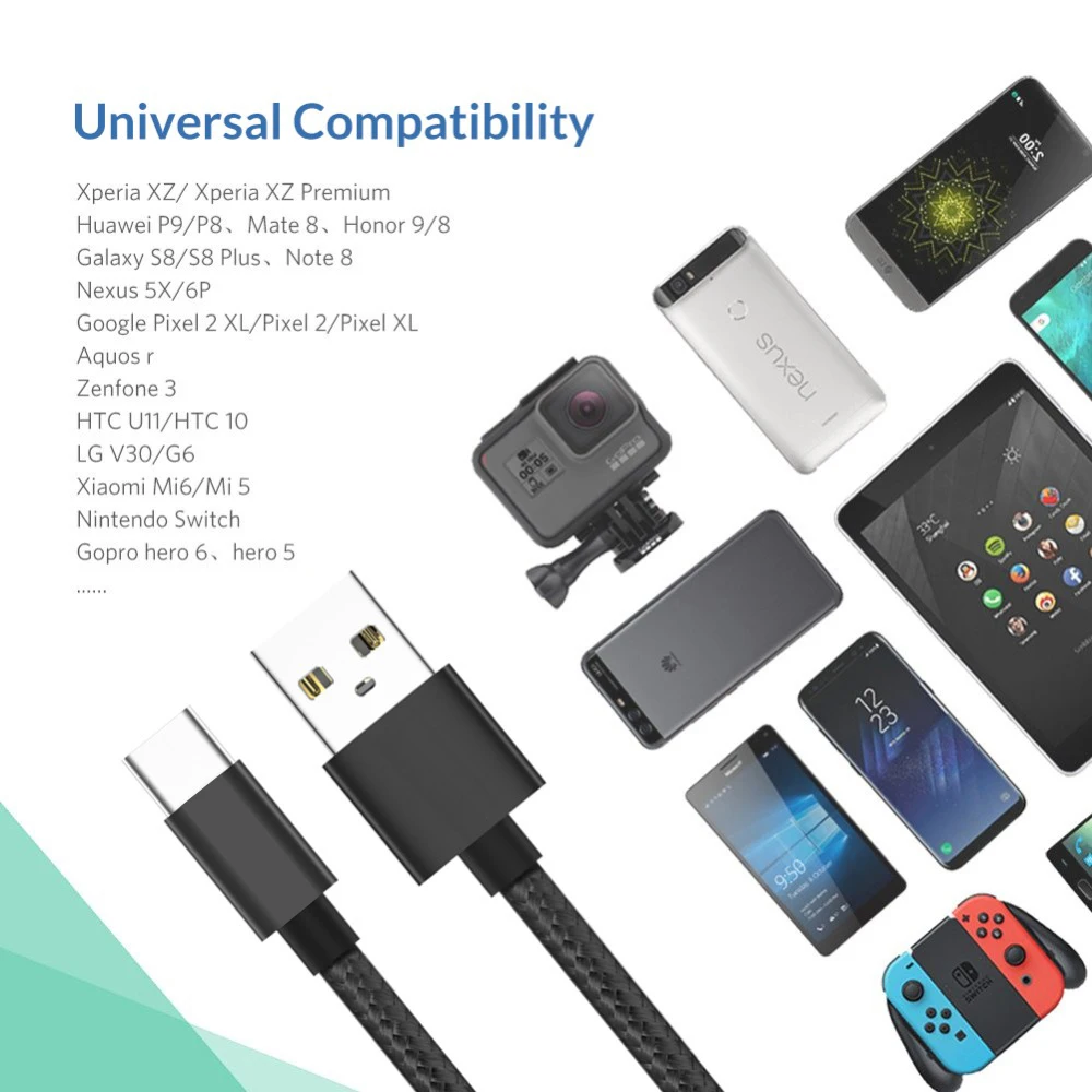 Кабель USB Type C для быстрой зарядки USb кабель Type-c передачи данных зарядное