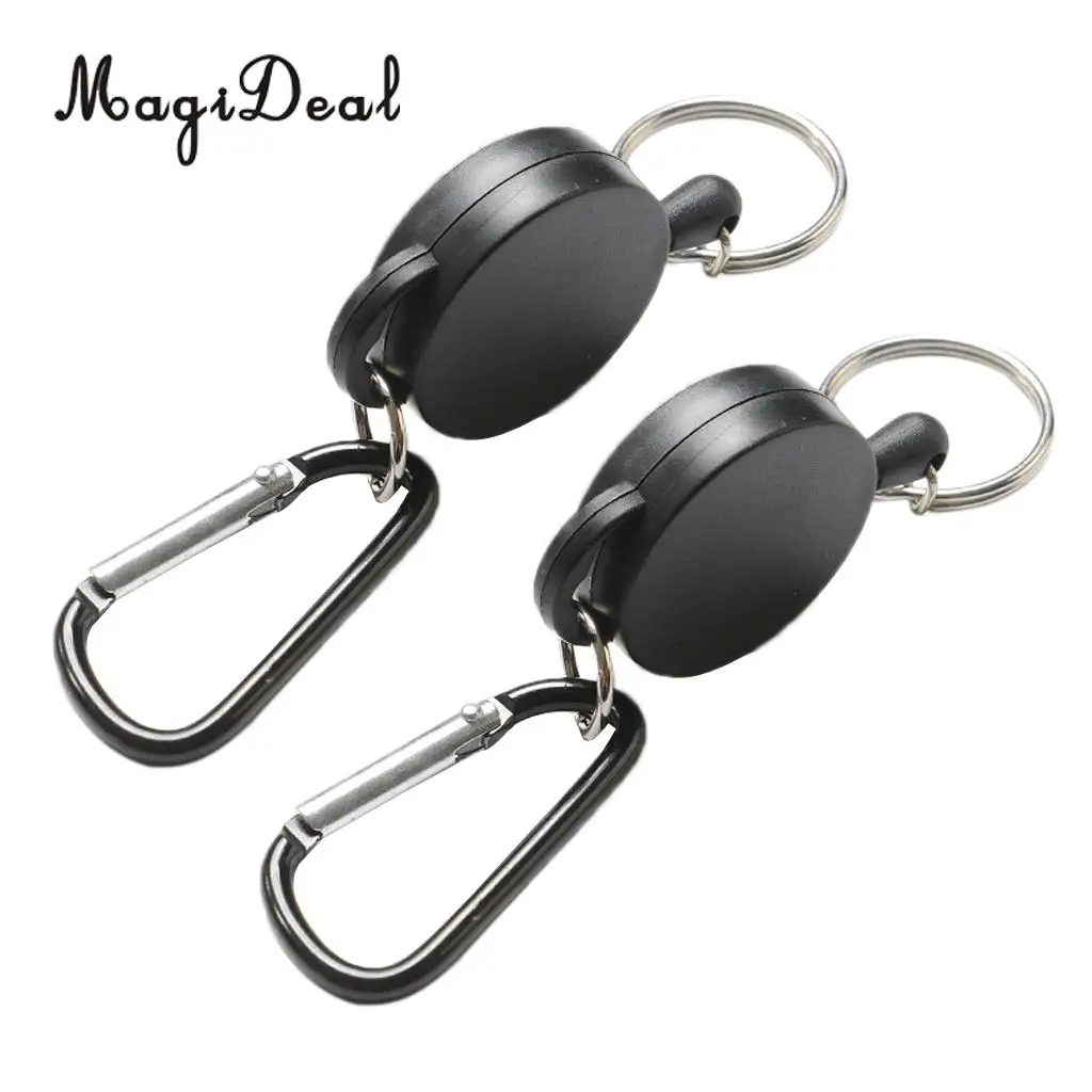 

2 Pieces Retractable Key Chain Steel Reel Recoil Chain Key Ring Belt Clip Belt Clip Hanging Carabiner