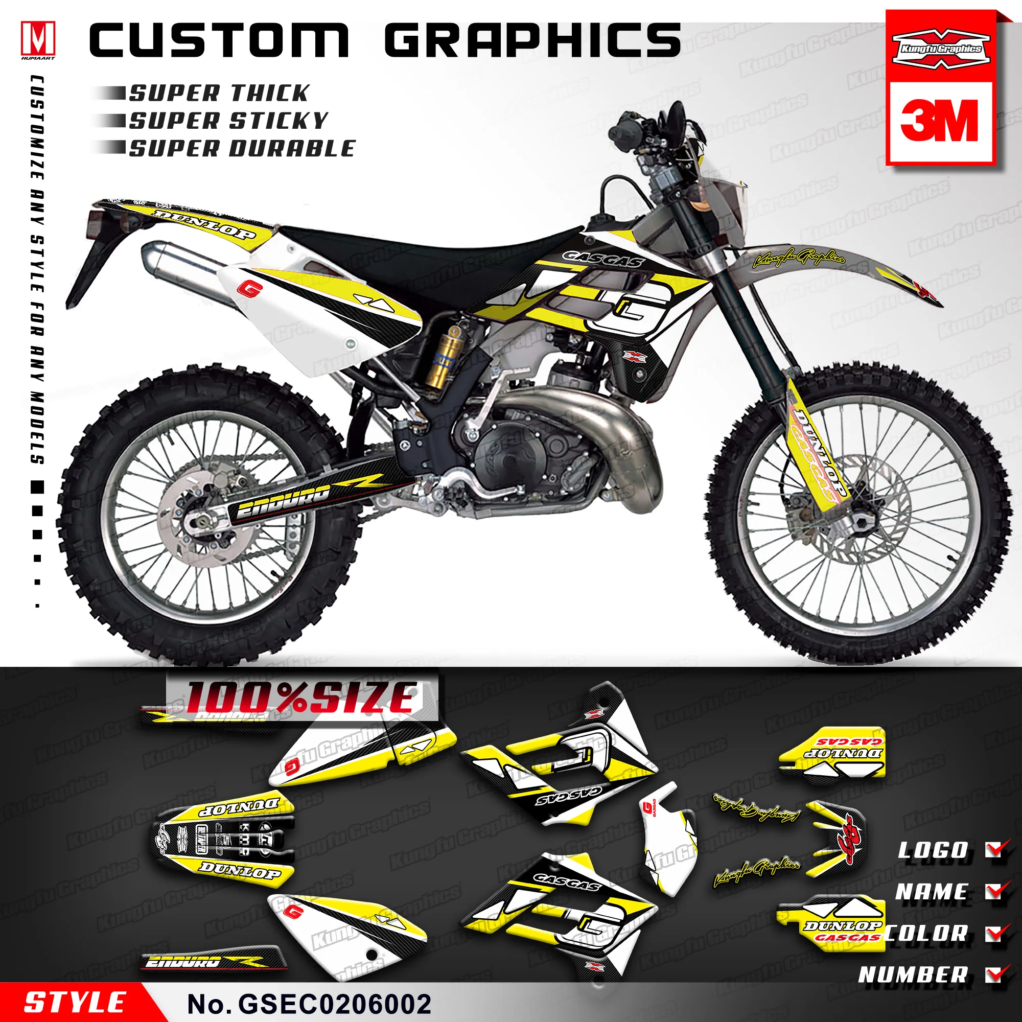 KUNGFU графические стикеры мотокросса MX наклейки Набор для газа EC 125 200 250 300 2002 2003 2004
