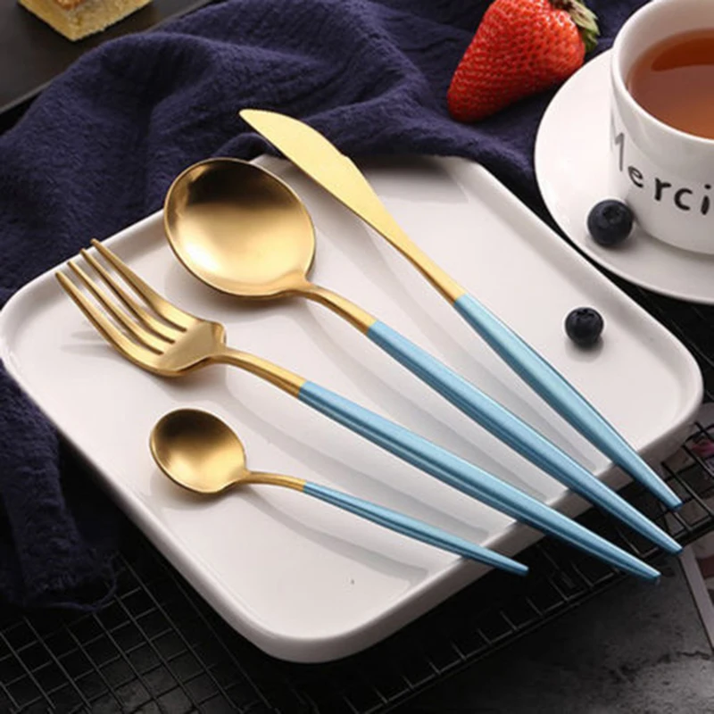 Нержавеющая сталь столовый набор из вилок Ножи и наборы ложек Посуда