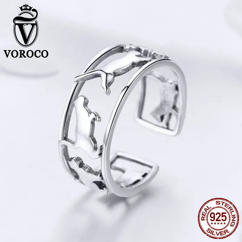 Женское кольцо с кошечкой VOROCO регулируемое и из 925 пробы серебра милые