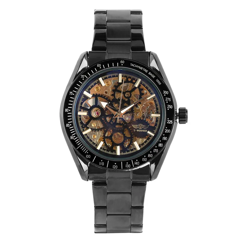 Роскошные механические часы с скелетом Tourbillon Мужские автоматические