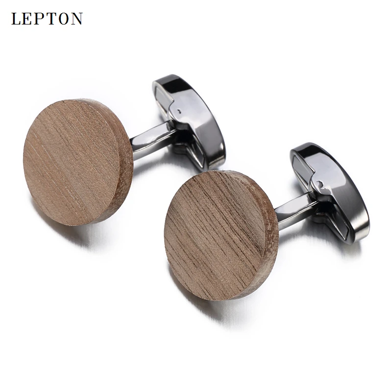 Лидер продаж запонки Lepton из орехового дерева для мужчин высококачественные