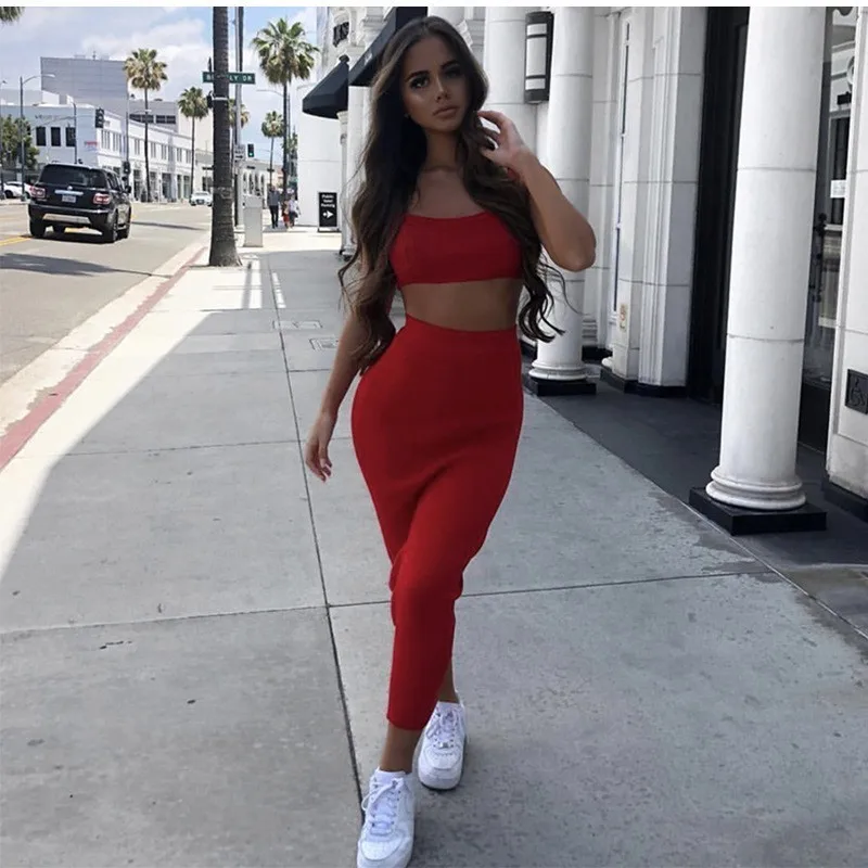 Summer Dress Women Sleeveless Solid 2 Piece Slim Strapless Party Long Sexy Clubwear Female Vestido | Женская одежда