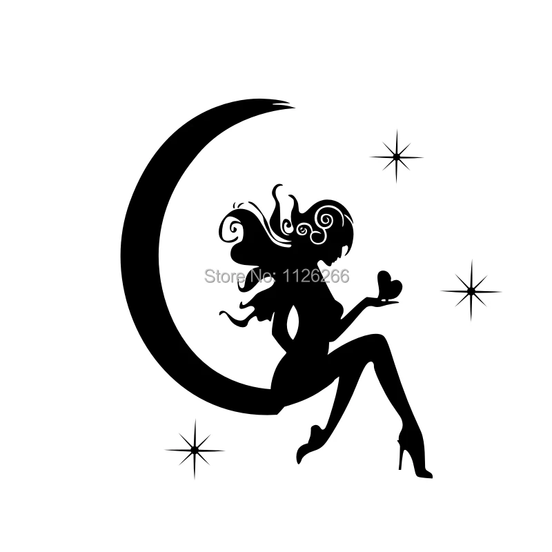 

Fairy on Moon Removable Wall Murals Stickers Girls Room Decor Wall Decals
