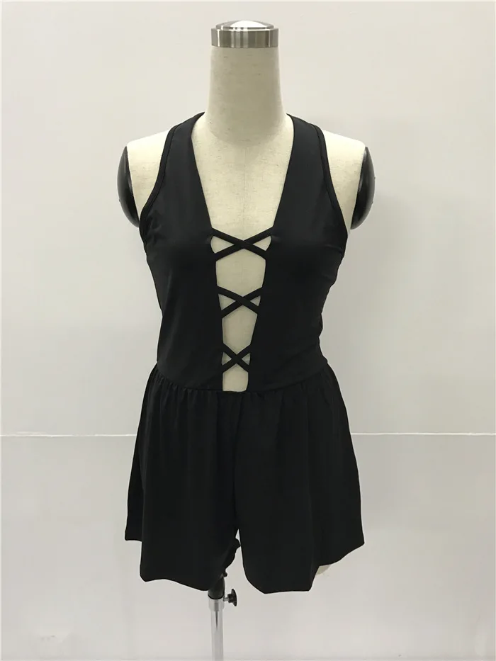 Женский комбинезон с открытой спиной бандажный вырезами 2018|Комбинезоны c