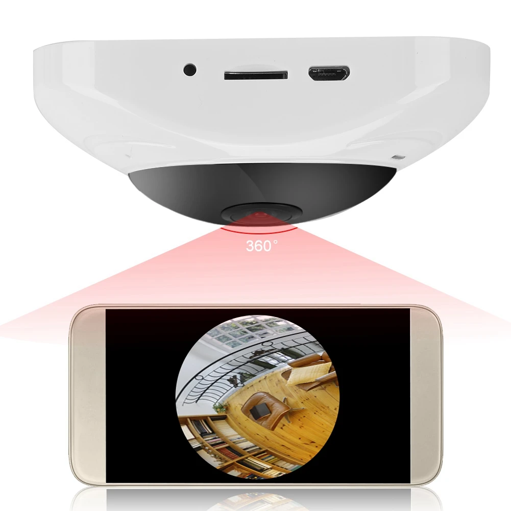 Панорамная VR камера 1080P с углом обзора 360 градусов объектив рыбий глаз Wi Fi ночного