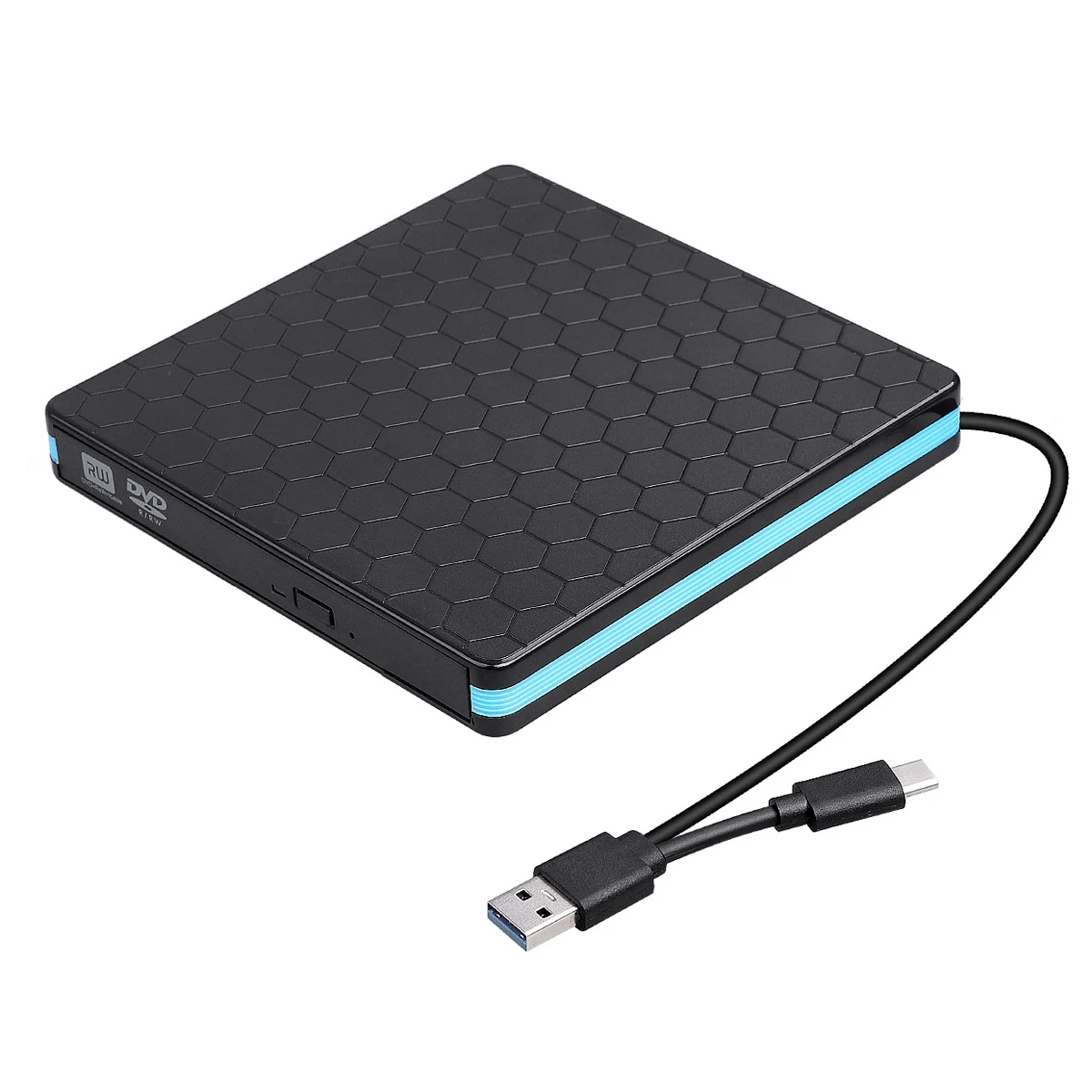 USB-C+USB3.0 2-In-1 DVD Drive External CD Superdrive DVD+/- RW Burner Optical Compatible With Appl |