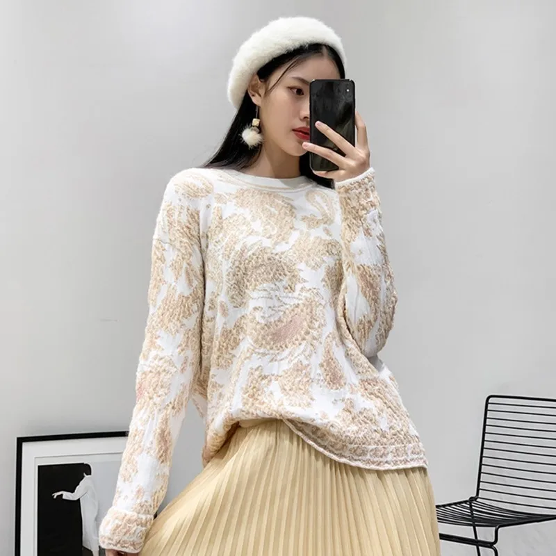 TWOTWINSTYLE Вязание свитер для Для женщин с круглым вырезом длинными рукавами принтом