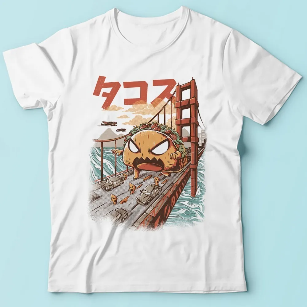 Футболка taco kaiju мужская с рисунком манги Новинка лета 2019 белая Повседневная