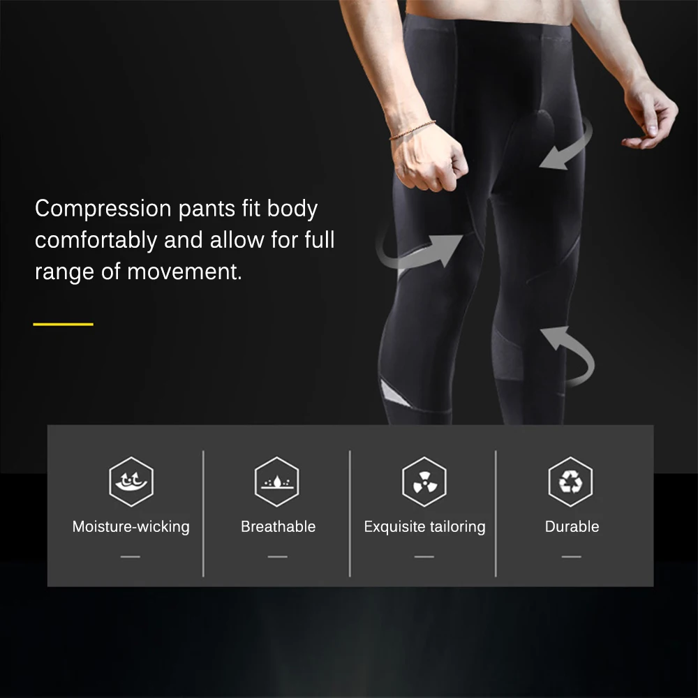 

Lixada Men's Reflective Bicycle Pants Spring Summer Autumn Gel Padded Long Road MTB Bicycle Pants Men Riding Trousers