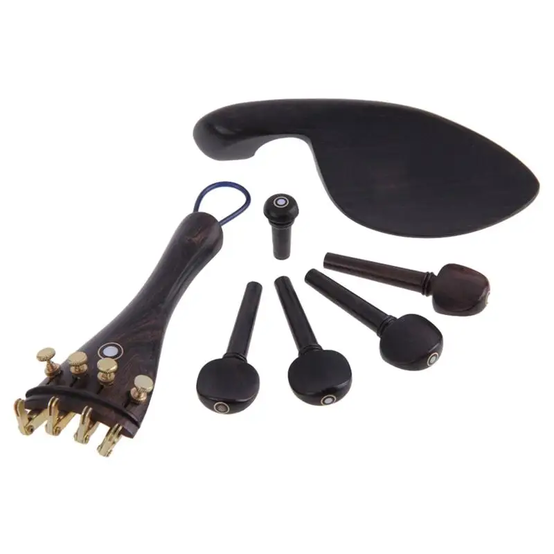Natrual Ebony Wood Violin Pegs / Chin Rest End Pin Tuners Tail Gut for 4/4 | Спорт и развлечения