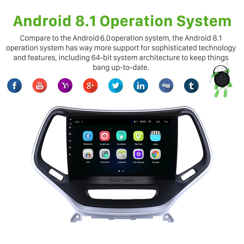 Seicane 2Din Android 8 1 10 1-дюймовый автомобильный радиоприемник GPS Bluetooth четырехъядерный