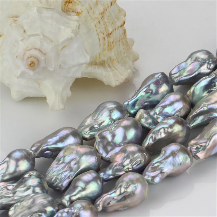 1pcs 16-22MM Grey Baroque Beads Pearl Chain 16.5&quot diy Jewelry flawless personality cultured temperament AA fashion elegant | Украшения