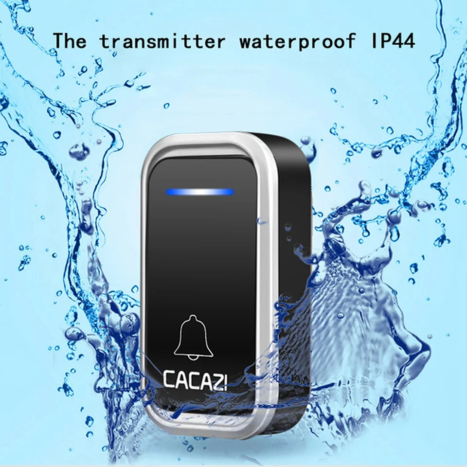 Cacazi Smart Wireless Doorbell Waterproof Remote 300M Led Intelligent Battery Button Calling Door Bell 38 Chime 3 Volume | Безопасность