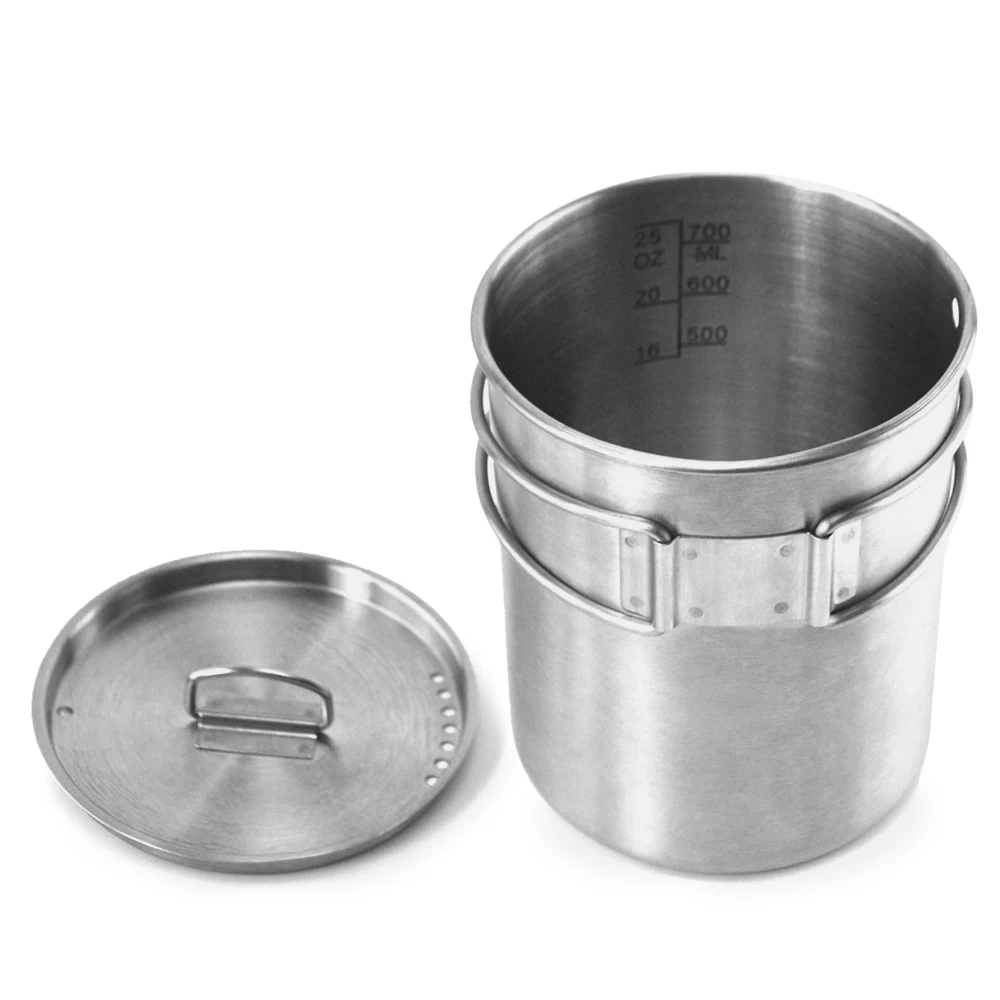

TOMSHOO Pot Cup Mug Ultralight Stainless Steel Camping Mug Water Cup Outdoor Tableware Travel Coffee Tea Camping Pot Water Cups