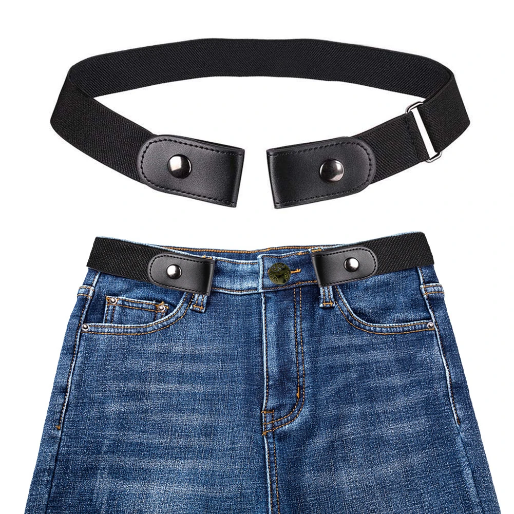 Creative Women Invisible Buckle Faux Leather Stretchy Waist Belt Men Fashion Waistband Gifts Black Friday Deals | Аксессуары для