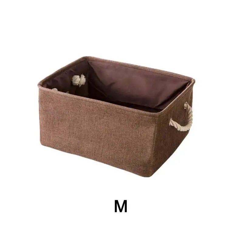 Japan Korea Style Linen Canvas Clothes Storage Box Finishing Case Simple Desktop Daily Supplies Blouse Basket Brown | Дом и сад