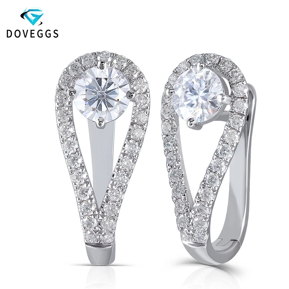 Женские серьги кольца DovEggs из натурального белого золота 14 к диаметр 5 мм