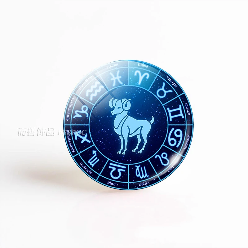 12 Horoscope Aquarius Pisces Aries Fashion Multilayer Woven Glass Convex Dome Pendant Picture Jewelry Accessories Gifts 5PCS/SET | Украшения