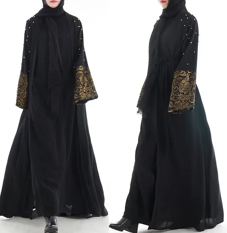 Женский мусульманский кардиган с открытыми плечами Abaya мусульманское платье
