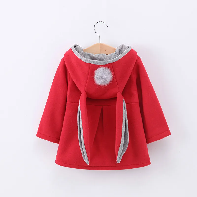 2018 Hot Sale Korean Style Girl Coat Cute Rabbit Ear Hooded Long Sleeve Baby Kids Winter Autumn Jackets Casual Outerwear | Детская