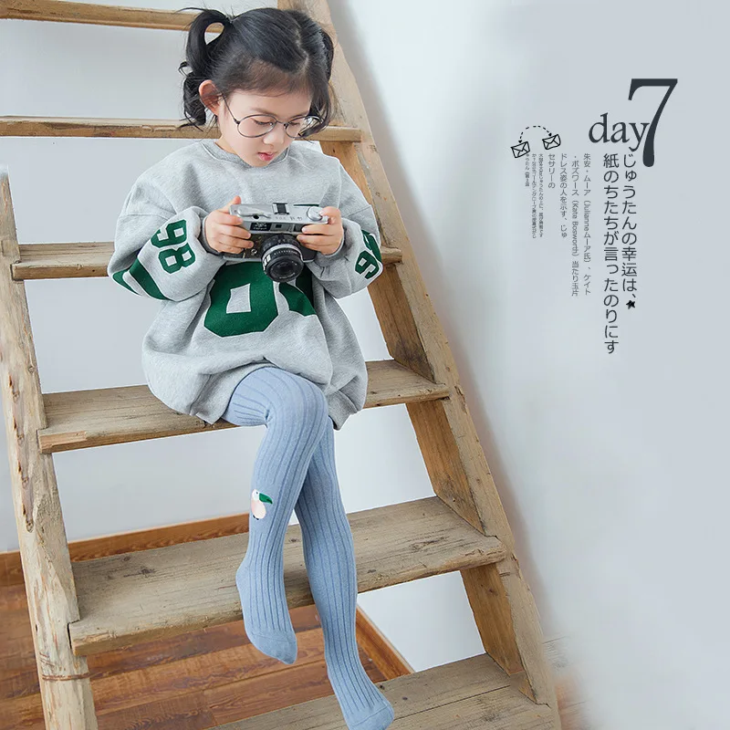 Spring New Kids Cotton Cute Parrot Embroidery Pantyhose Girls Soft Children's Leggings 6 Candy Colors | Мать и ребенок