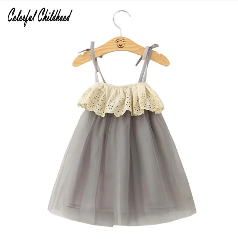 Mesh dress for girls sling lace edge ball gown 1-5Yrs Vestido de menina/Vestido bebe/Sukienka dziewczyny/Robe fille | Детская одежда и