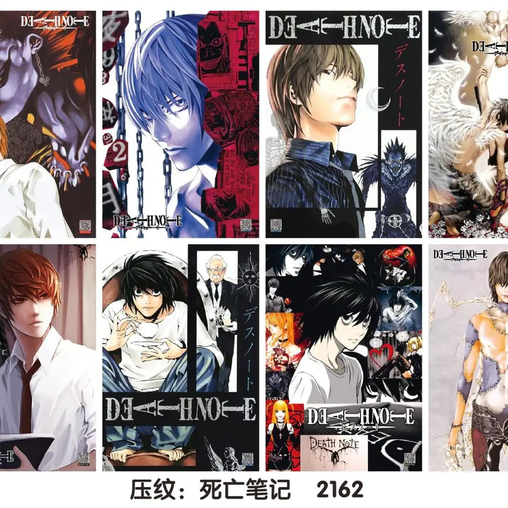 8 pcs/set Anime Death Note Embossed poster Figure King of Death sticker for gifts