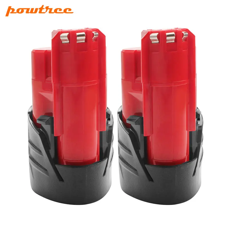 Powtree12V 2000mAh для Milwaukee M12 литий ионный красный литиевый аккумулятор 48 11 2420 2401