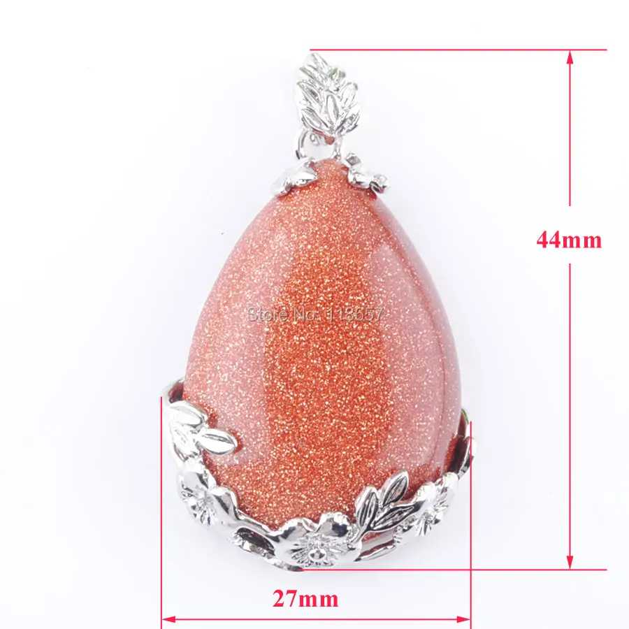 YOWOST Natural Golden Sand Water Drop Shape Gem Stone Love Beads Reiki Chakra Healing Pendant &amp Necklace Chain Jewelry IN3469 | Украшения