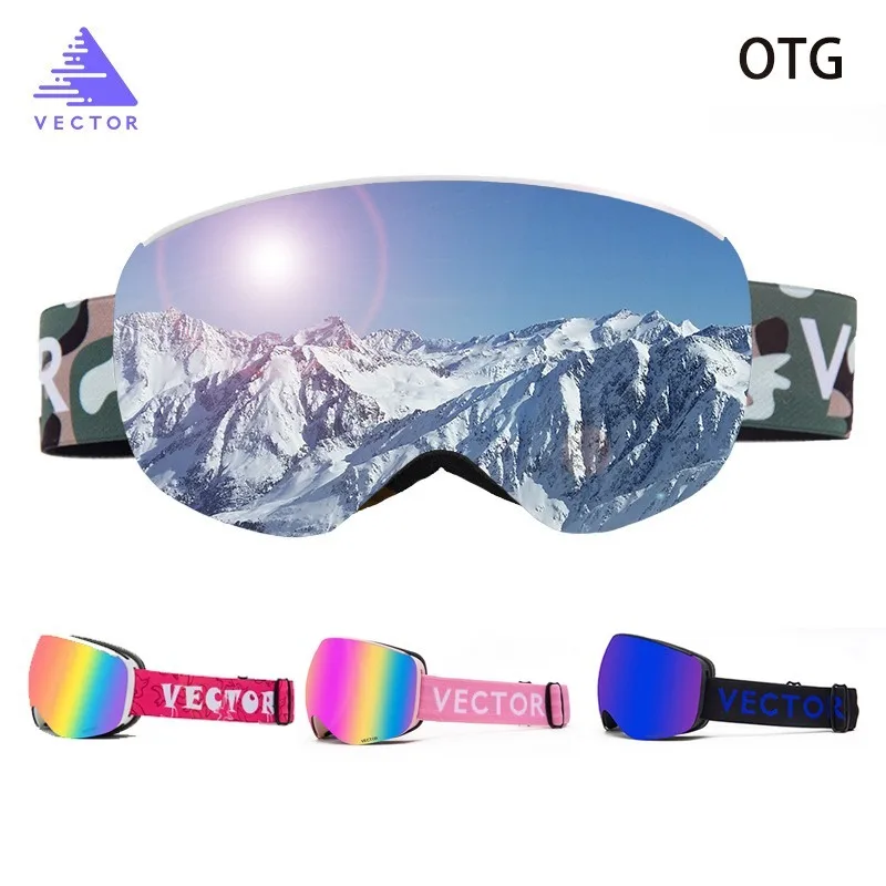 Детские лыжные очки OTG с защитой UV400 противотуманные сферические линзы для