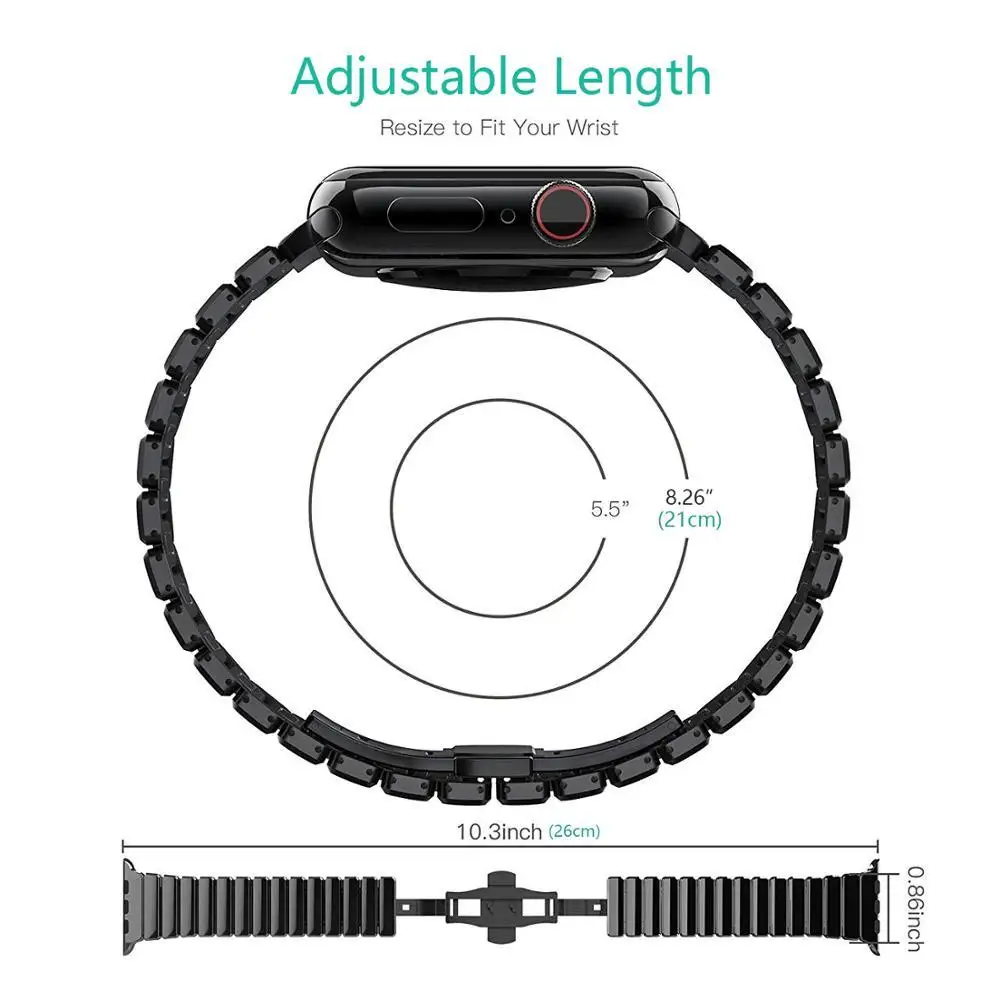 Роскошный браслет из нержавеющей стали для apple watch Series SE 6 5 4 3 1 2 iwatch 44 мм 40 38