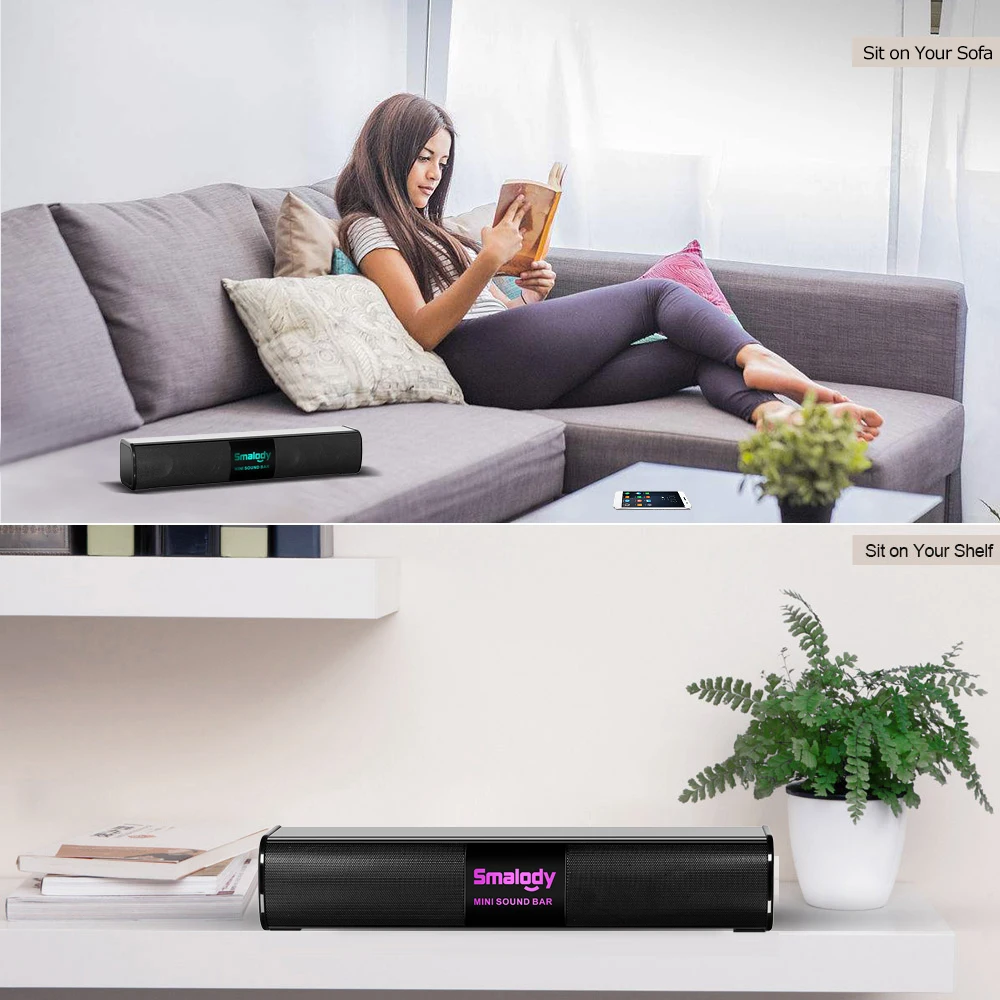 Smalody Динамик s Портативный Беспроводной Bluetooth 10 Вт Светодиодный светильник стерео