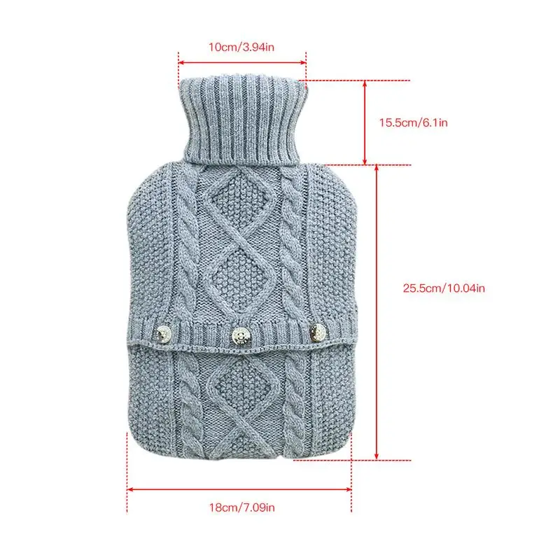 

Knitted Hand Warming Hot Water Bottle Pure Color Collapsible Water-filling Hot Water Bag Warm Handbag