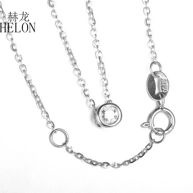 HELON Solid 18K White Gold 0.1ct VVS/FG Lab Grown Moissanites Diamond Engagement Wedding Pendant Necklaces Trendy Jewelry Gift | Украшения