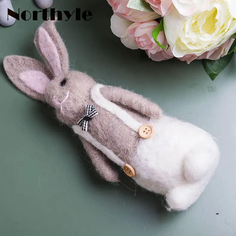 Fleece Rabbit Figurine Home Decoration Wool Bunny Christmas Gift Miniature Party Children's Desk Decoration|Статуэтки и