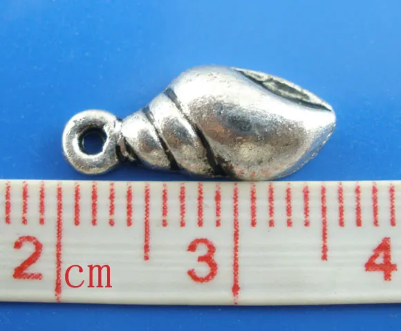 Lovely 50PCs Silver Color Whelk Charms Pendants Findings 15x6mm (B03217) | Украшения и аксессуары