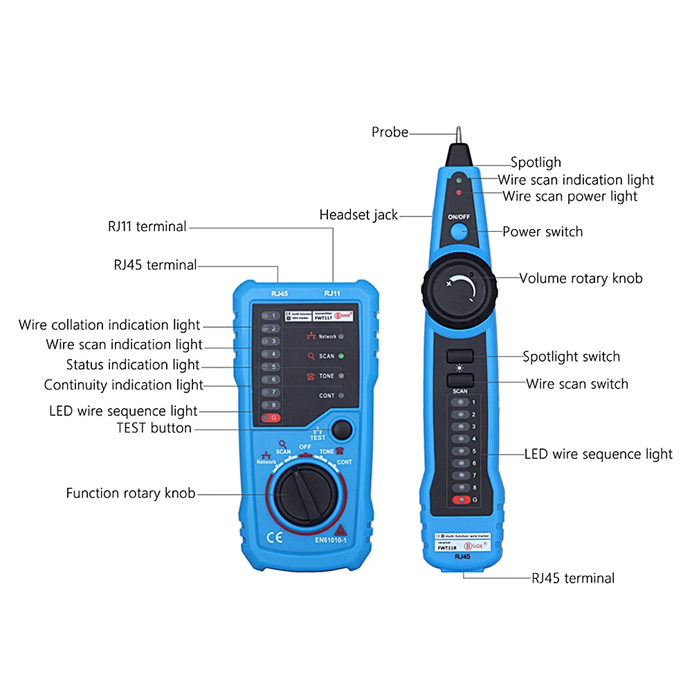 Тестер кабелей Elisona LAN тестер для сетей RJ11 RJ45 Cat5 Cat6 детектор телефонных проводов