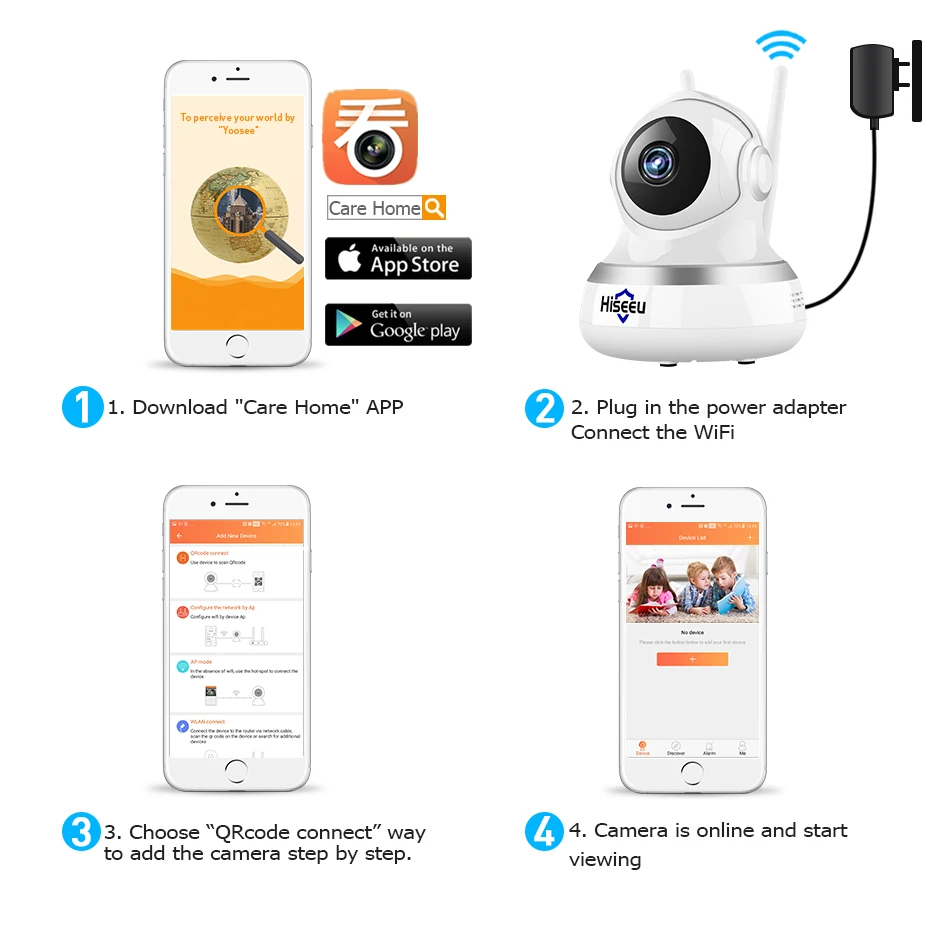 Hiseeu 1080P 2MP WiFi IP камера WIFI CCTV видеонаблюдение P2P Домашняя безопасность babyfoon TF карта