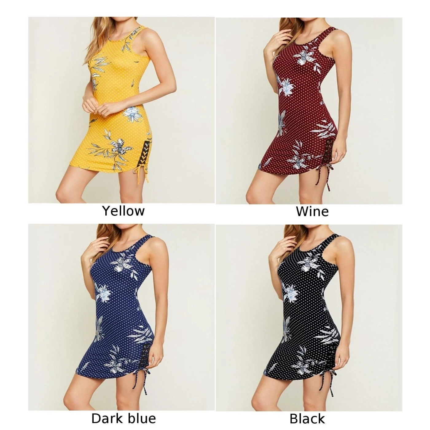 Легкий цветочный Рисунок для женщин короткое платье облегающее без рукавов