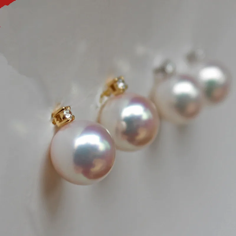

AKOYA pearlS WHITE ROUND 7-8MM and 14K/18k stud PRNCESS STYLE earrings wholesale beads nature FPPJ woman AAA