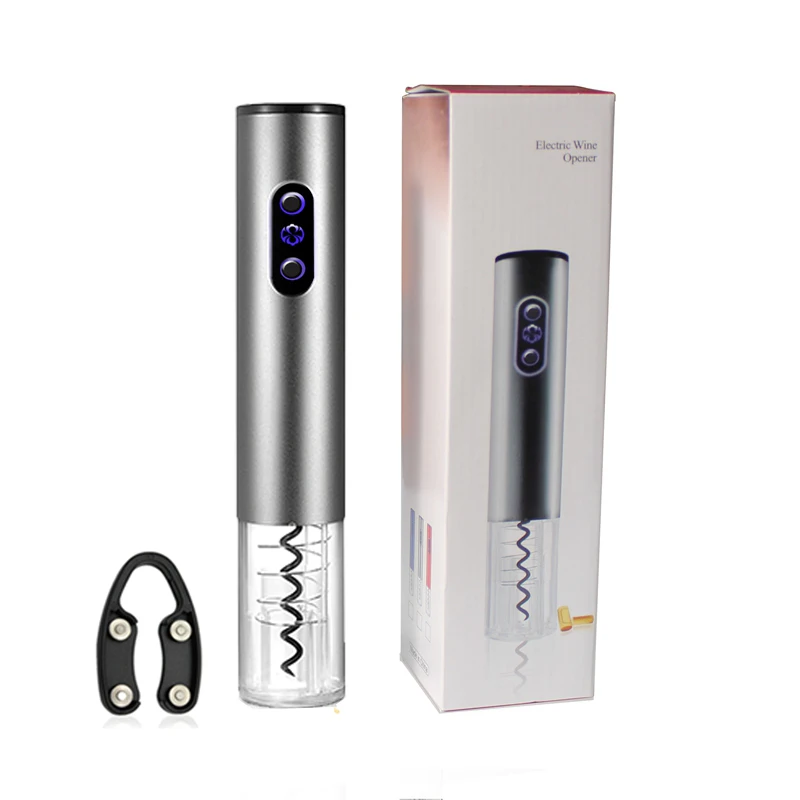 

Hot Improved High-Class Electric Wine Bottle Opener Set Wireless Automatic Red Wine Corkscrew Bottle Opener Tool Cutter Grey